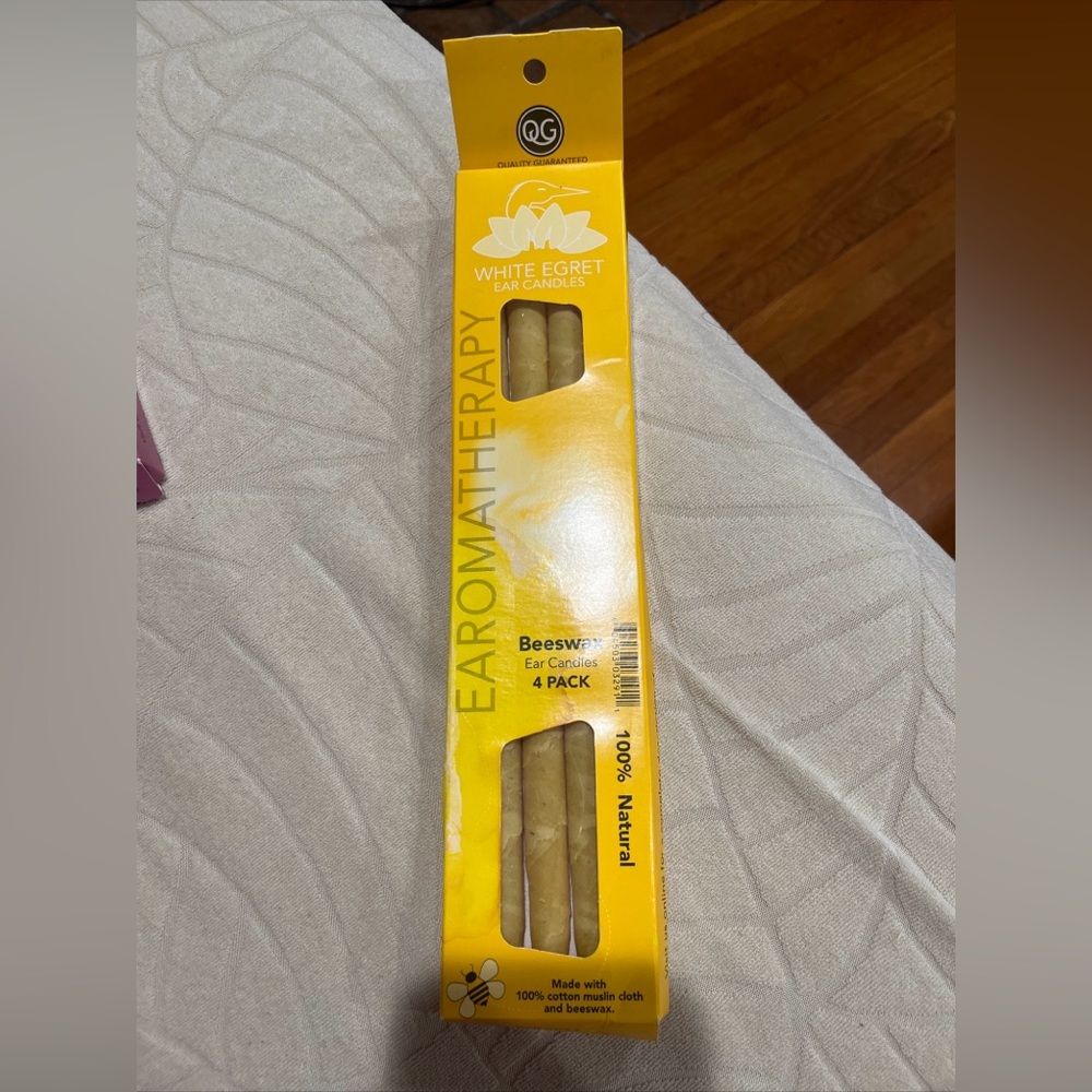 4 beeswax ear candles - white egret